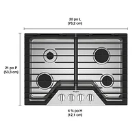 Whirlpool 30" 4-Burner Gas Cooktop (WCGK5030PS) - Stainless Steel