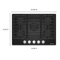 KitchenAid 30" 5-Burner Gas Cooktop (KCGG530PBL) - Black