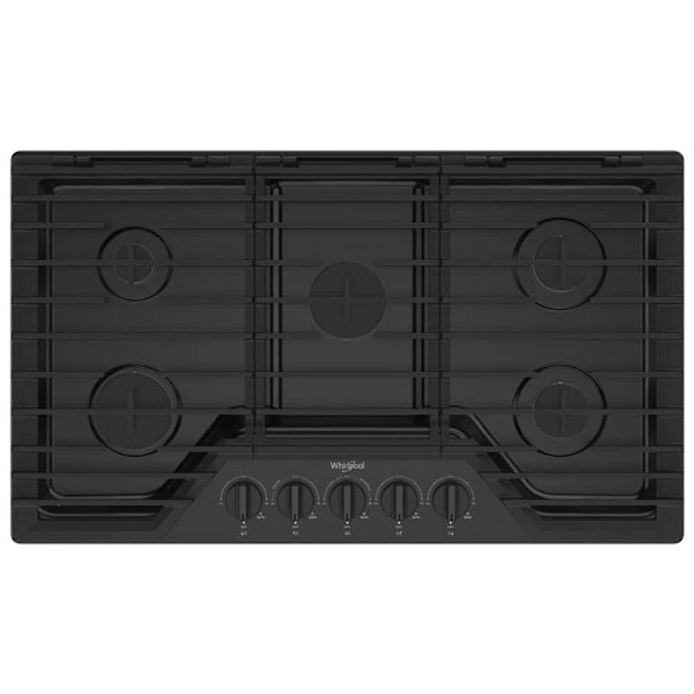 Whirlpool 36" 5-Burner Gas Cooktop (WCGK5036PB) - Black