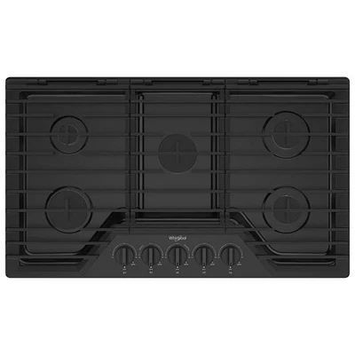 Whirlpool 36" 5-Burner Gas Cooktop (WCGK5036PB) - Black