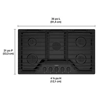 Surface de cuisson au gaz de 36 po à 5 brûleurs de Whirlpool (WCGK5036PB) - Noir