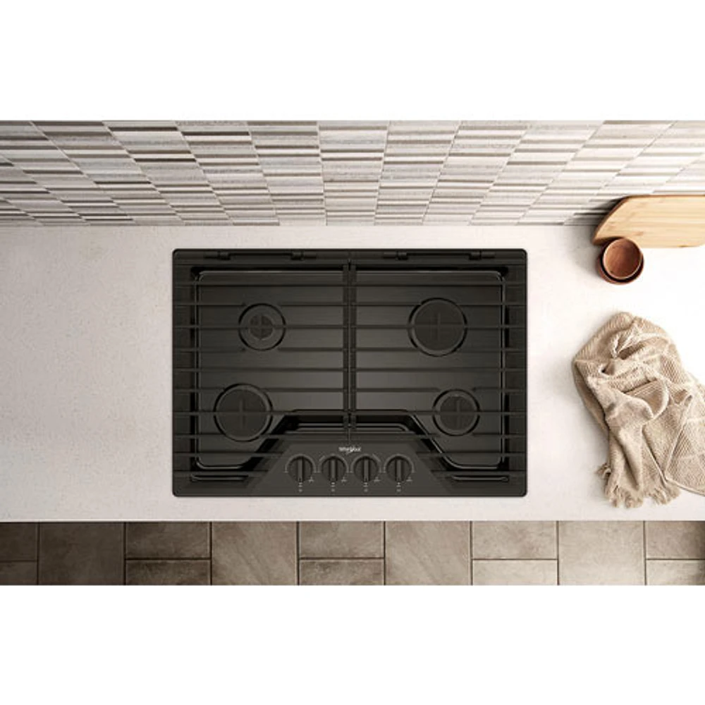 Whirlpool 30" 4-Burner Gas Cooktop (WCGK5030PB) - Black