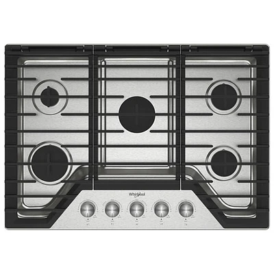 Surface de cuisson au gaz à 5 brûleurs de 30 po de Whirlpool (WCGK7030PS) - Acier inoxydable