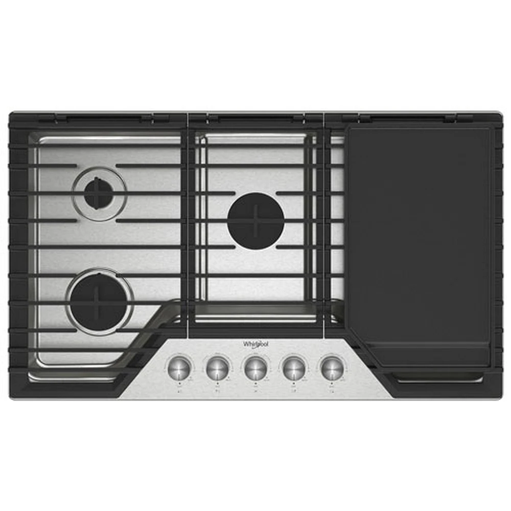 Surface de cuisson au gaz à 5 brûleurs de 36 po de Whirlpool (WCGK7536PS) - Acier inoxydable