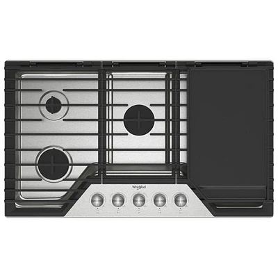 Surface de cuisson au gaz à 5 brûleurs de 36 po de Whirlpool (WCGK7536PS) - Acier inoxydable