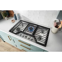 Surface de cuisson au gaz à 5 brûleurs de 36 po de Whirlpool (WCGK7536PS) - Acier inoxydable