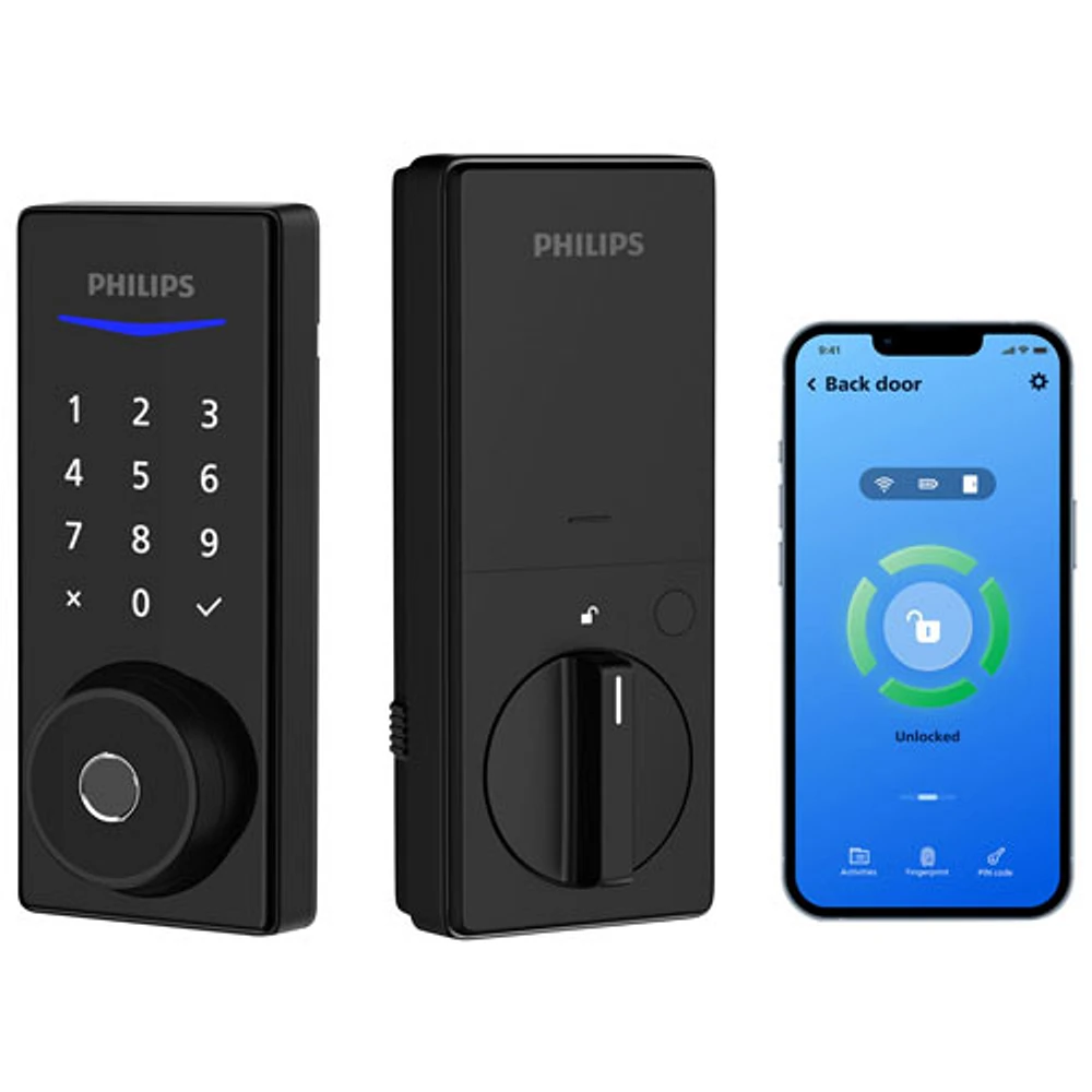 Philips 4000 Series Fingerprint Wi-Fi Deadbolt Smart Lock Combo - Matte Black