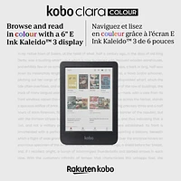 Liseuse numérique à écran tactile en couleur de 6 po Clara de Kobo - Noir