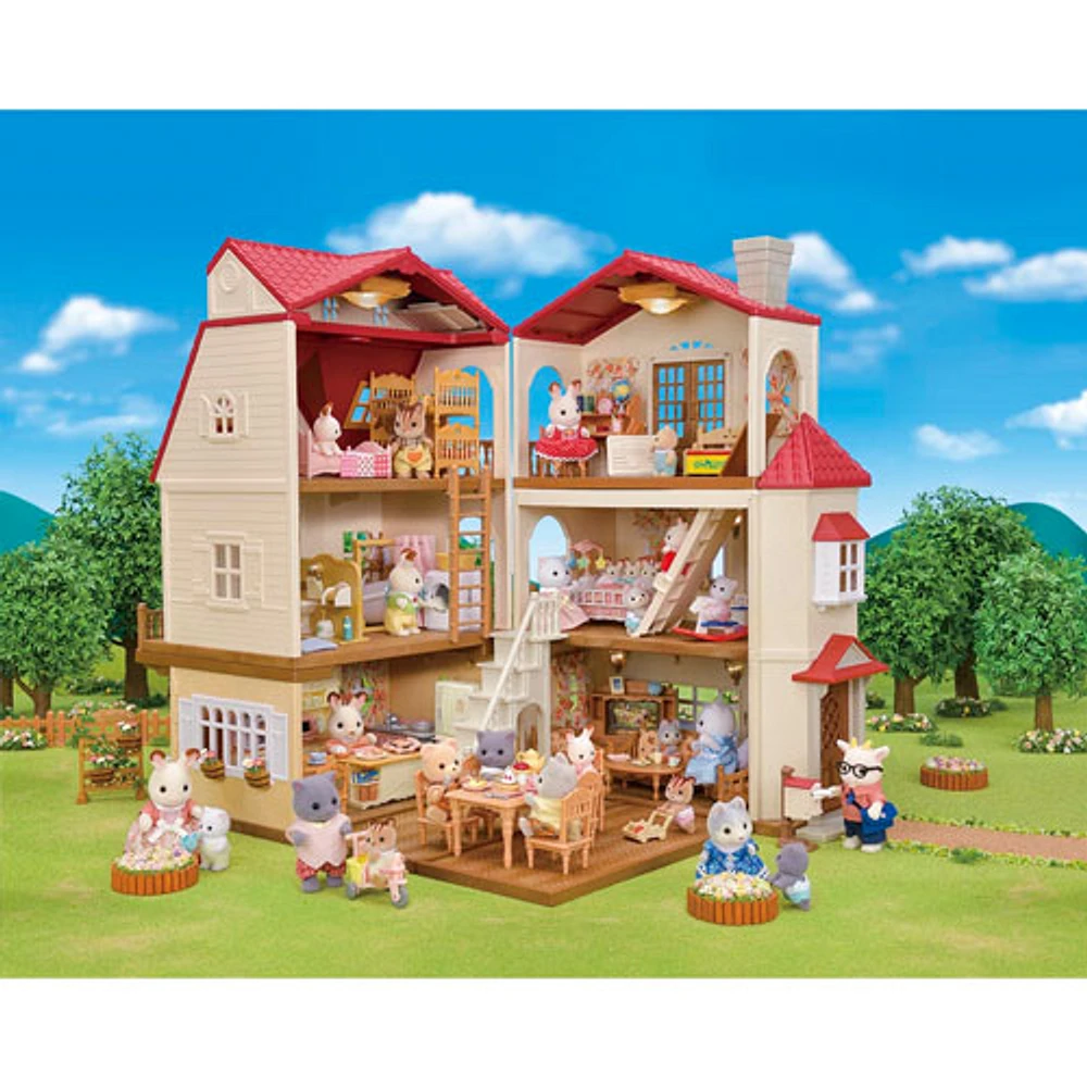 Ensemble de jeu Maison de campagne au toit rouge de Calico Critters : Salle de jeu secrète du grenier