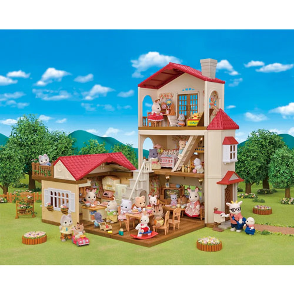 Ensemble de jeu Maison de campagne au toit rouge de Calico Critters : Salle de jeu secrète du grenier