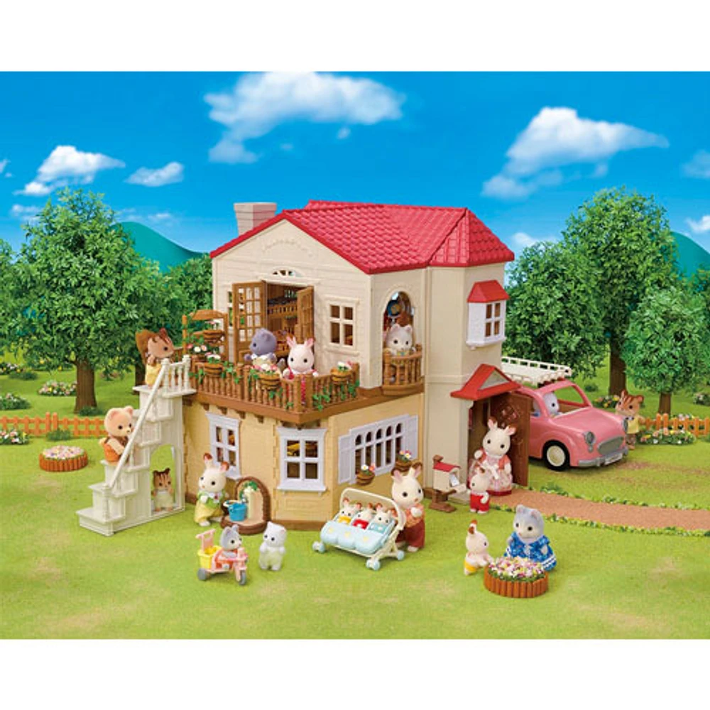 Ensemble de jeu Maison de campagne au toit rouge de Calico Critters : Salle de jeu secrète du grenier