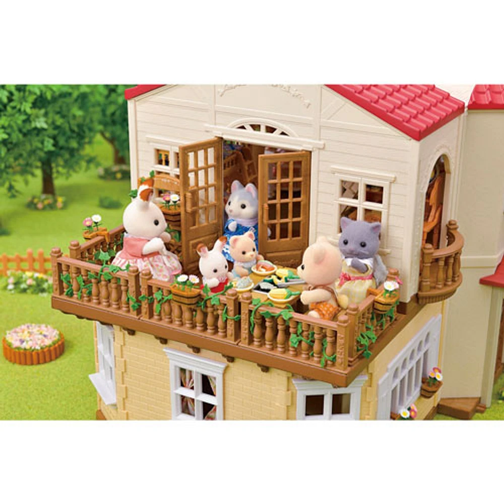 Ensemble de jeu Maison de campagne au toit rouge de Calico Critters : Salle de jeu secrète du grenier