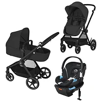 Cybex EOS Stroller + Aton 2 Infant Car Seat with 5 Modes Travel System - Moon Black