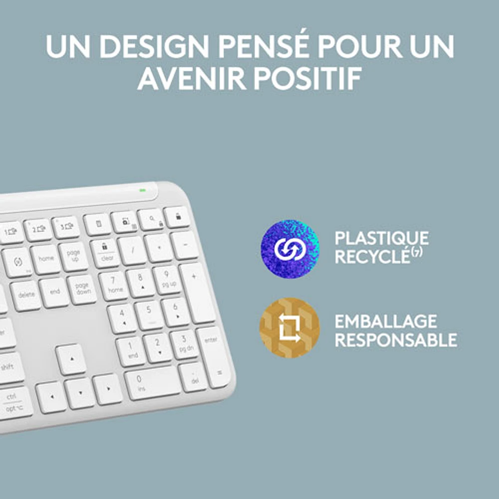 Clavier sans fil Signature Slim K950 de Logitech - Blanc cassé - Anglais - Exclusivité Best Buy