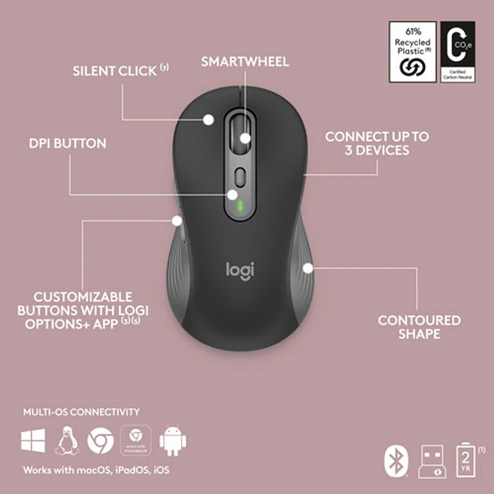 Ensemble avec clavier pleine grandeur et souris optique sans fil MK955 Signature Slim de Logitech - Anglais