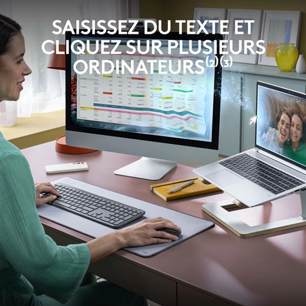 Ensemble avec clavier pleine grandeur et souris optique sans fil MK955 Signature Slim de Logitech - Anglais