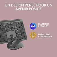 Ensemble avec clavier pleine grandeur et souris optique sans fil MK955 Signature Slim de Logitech - Anglais