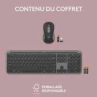 Ensemble avec clavier pleine grandeur et souris optique sans fil MK955 Signature Slim de Logitech - Anglais