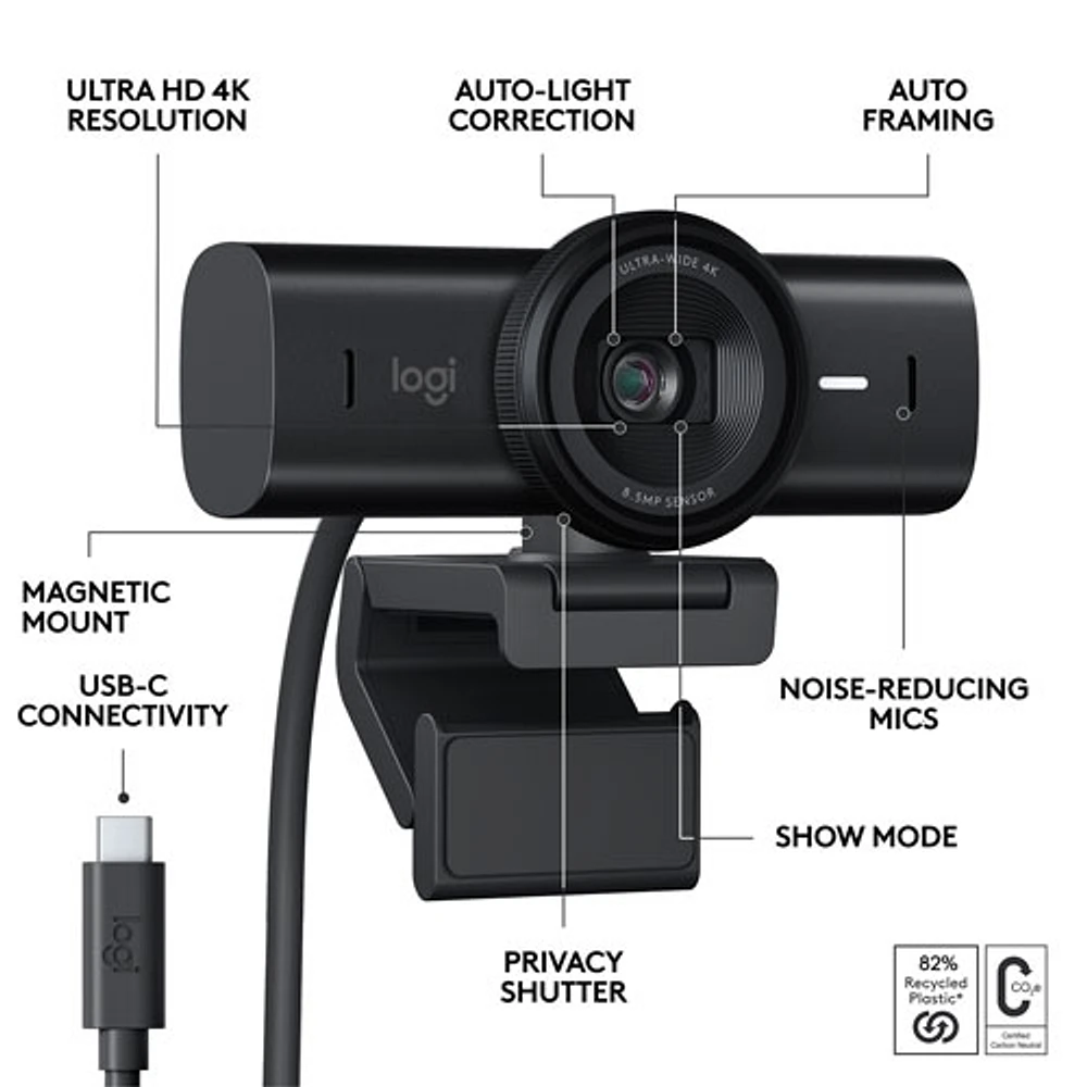 Logitech MX Brio Ultra HD 4K Webcam - Black