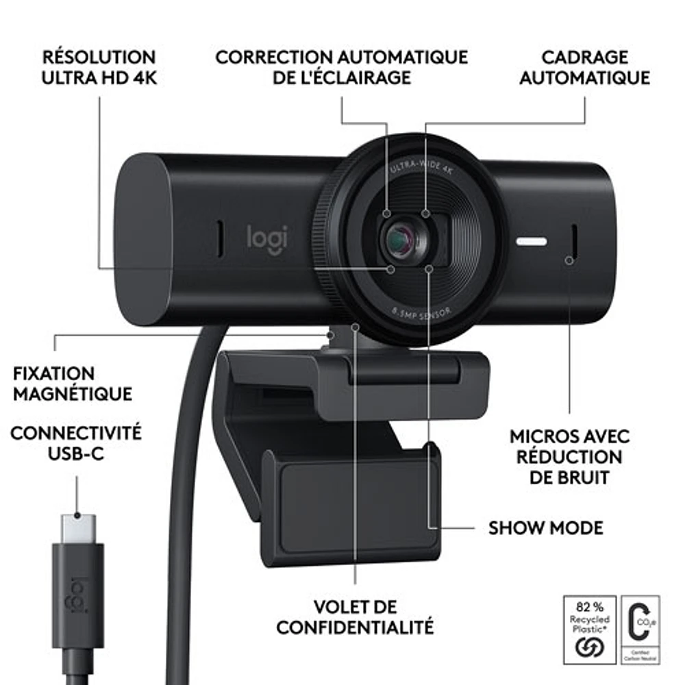 Logitech MX Brio Ultra HD 4K Webcam - Black