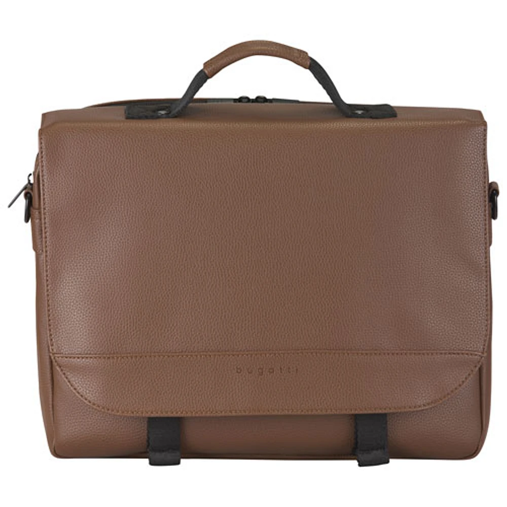 Bugatti Portos Solid 15.6" Laptop Briefcase Bag - Cognac