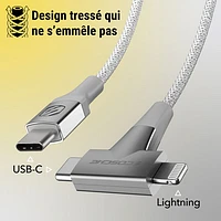 Scosche Strikeline 1.22m (4 ft.) USB-C to Lightning/USB-C Cable (CCi4B4TWT-SP) - White