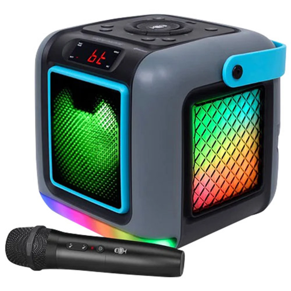 Singing Machine Cube Bluetooth Karaoke Party Speaker with Wireless Mic