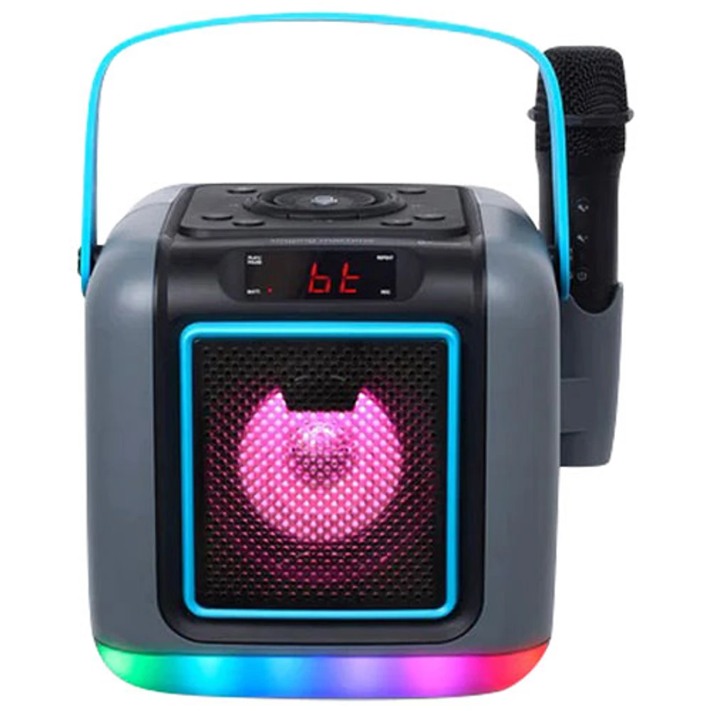 Singing Machine Cube Bluetooth Karaoke Party Speaker with Wireless Mic