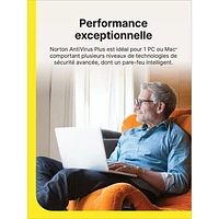 Norton AntiVirus Plus (PC/Mac) - 1 appareil - Stockage infonuagique de 2 Go - Abonnement de 1 an