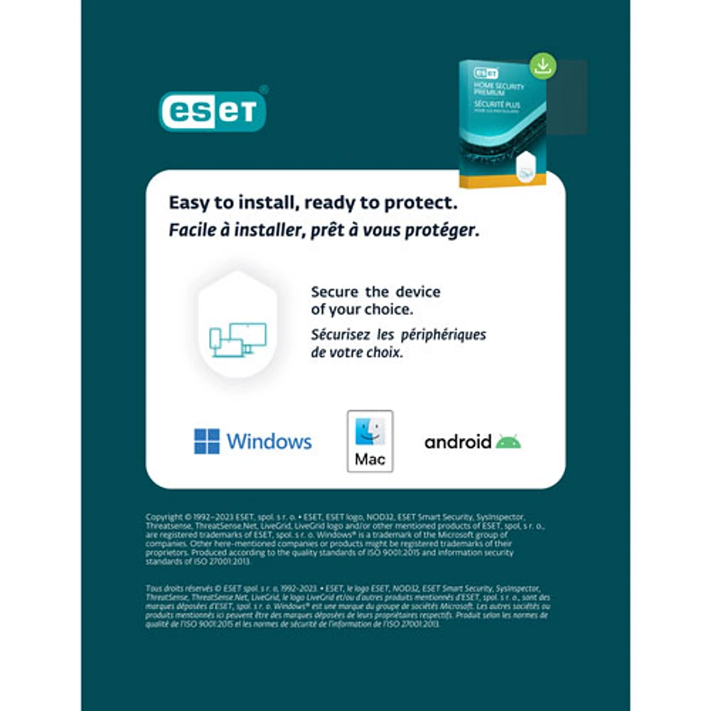 ESET Home Security Premium (PC/Mac) - 1 appareil - 1 an - Téléchargement numérique