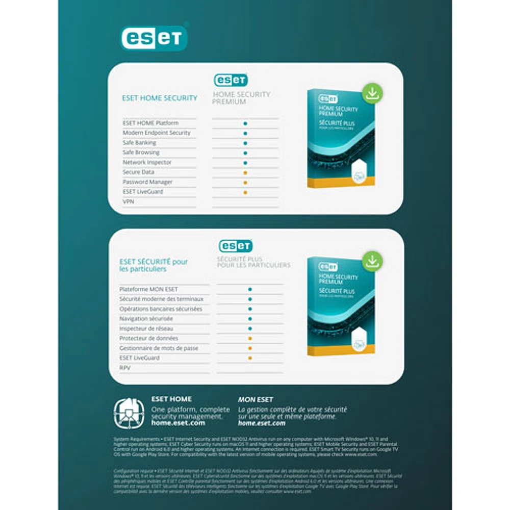 ESET Home Security Premium (PC/Mac) - 1 appareil - 1 an - Téléchargement numérique