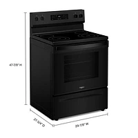 Whirlpool 3 Series 30" 5.3 Cu. Ft. Self-Clean 4-Element Freestanding Electric Range (YWFES3530RB) - Black