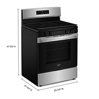 Whirlpool 3 Series 30" 5.3 Cu. Ft. Self-Clean Freestanding Gas Range (WFGS3530RS) - Stainless Steel