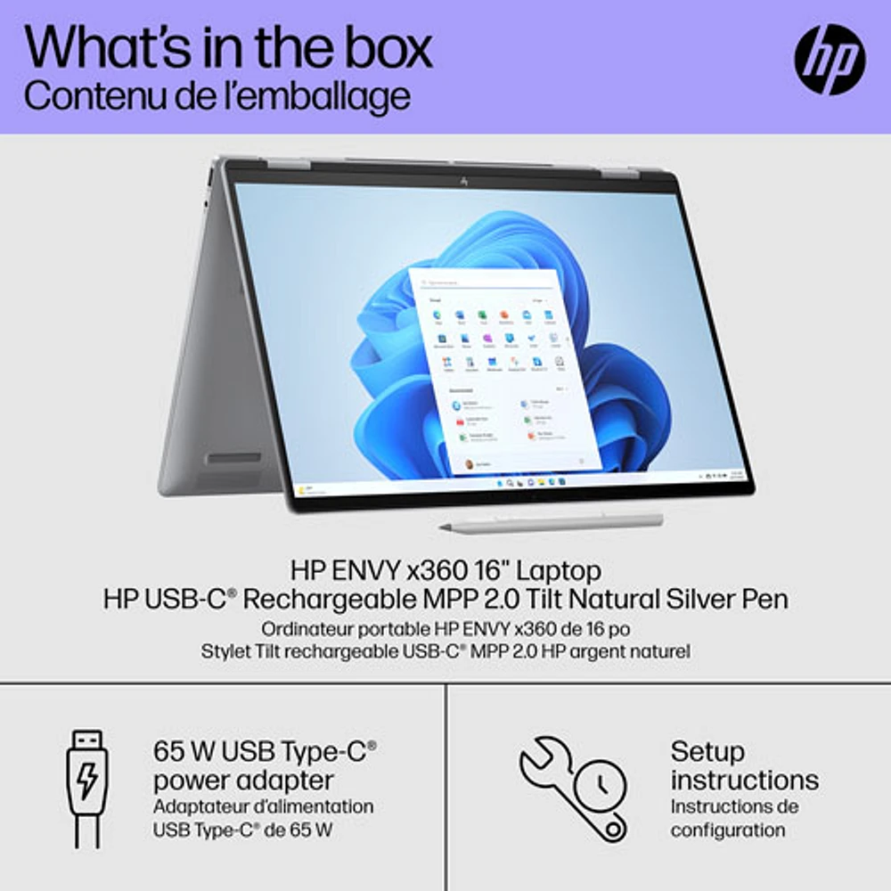 HP Envy x360 16" Touchscreen 2-in-1 Laptop - Meteor Silver (AMD Ryzen 7 8840HS/1TB SSD/16GB RAM/Win 11)