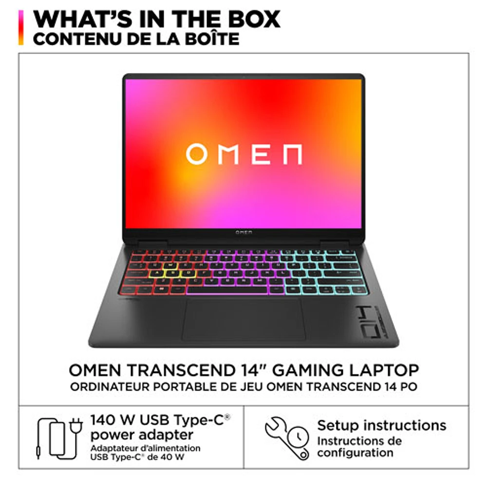 Portable de jeu OMEN 14 po de HP - Noir ombragé (Core Ultra 7 155H d'Intel/RAM 16 Go/SSD 1 To/GeForce RTX 4060)