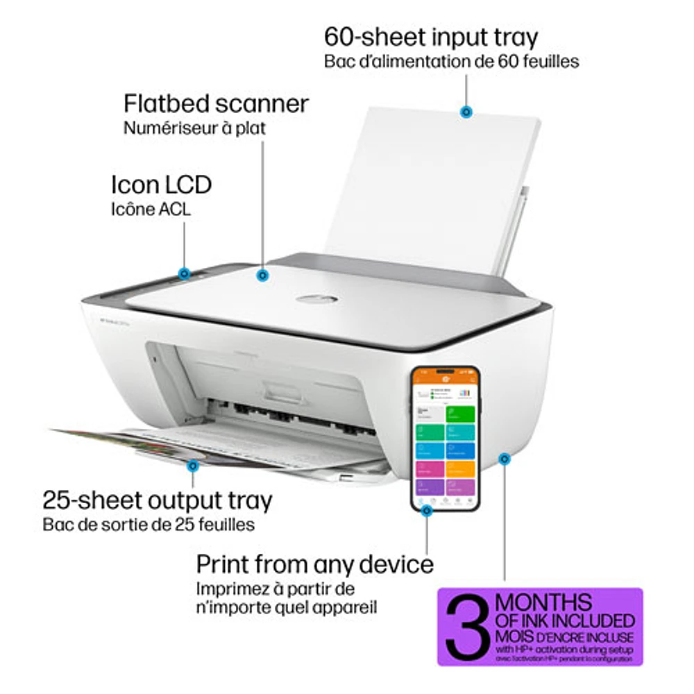 HP DeskJet 2855e Wireless All-In-One Inkjet Printer - HP Instant Ink 3-Month Free Trial Included*