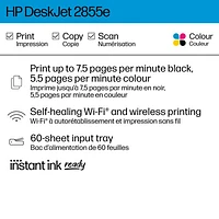 HP DeskJet 2855e Wireless All-In-One Inkjet Printer - HP Instant Ink 3-Month Free Trial Included*