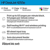 Imprimante à jet d'encre tout-en-un sans fil DeskJet 4255e de HP - Essai de 3 mois de Instant Ink de HP inclus*