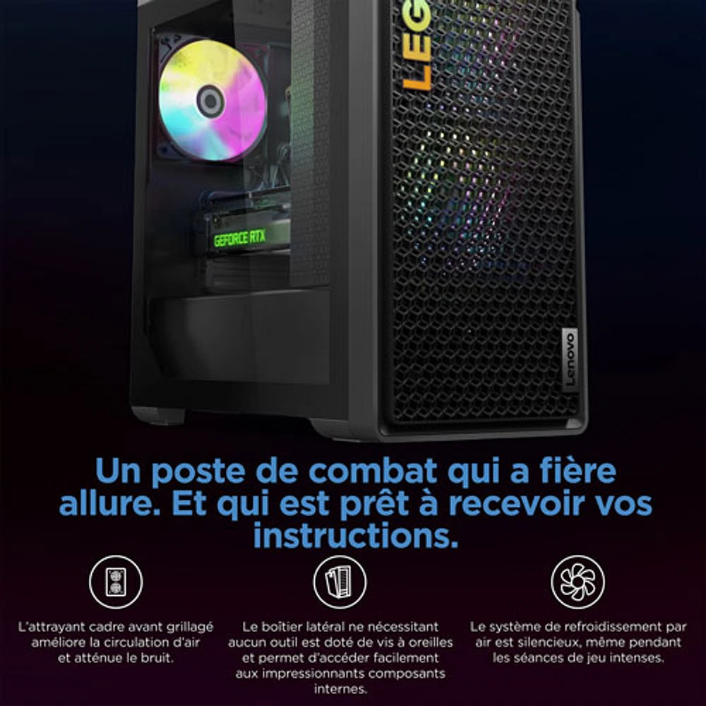 Ordinateur de jeu Legion Tower 5 de Lenovo - Gris tempête (Ryzen 5 7600 d'AMD/RAM 16 Go/SSD 512 Go/RTX 4060/Windows 11)