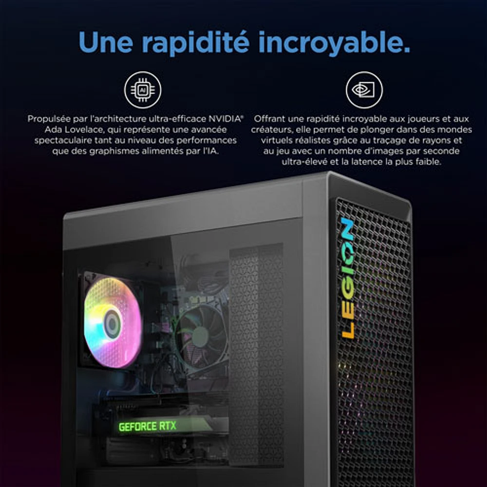 Ordinateur de jeu Legion Tower 5 de Lenovo - Gris tempête (Ryzen 5 7600 d'AMD/RAM 16 Go/SSD 512 Go/RTX 4060/Windows 11)