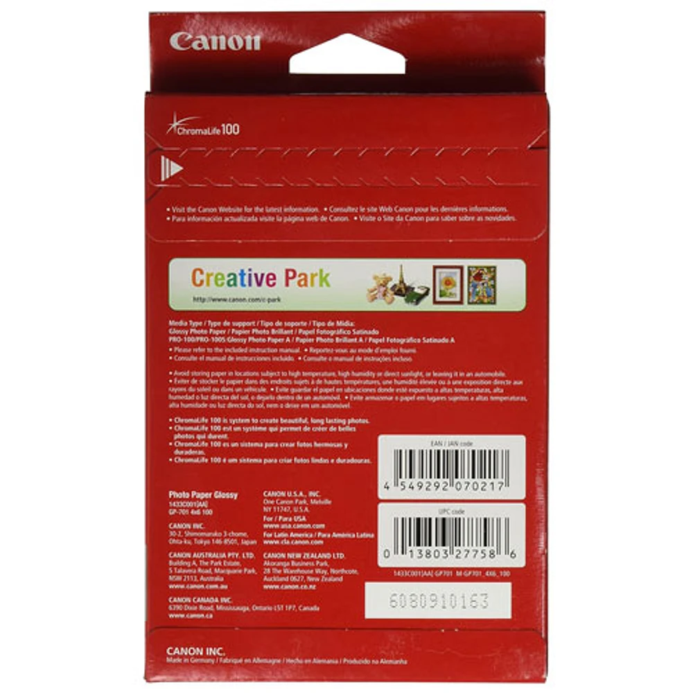 Canon 100-Sheet 4" x 6" Glossy Photo Paper