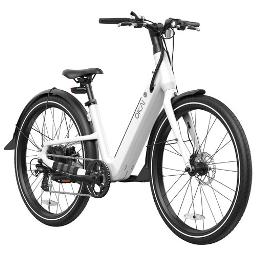 OKAI Stride 500W Step-Through Electric City Bike with up to 64km Battery Life - White