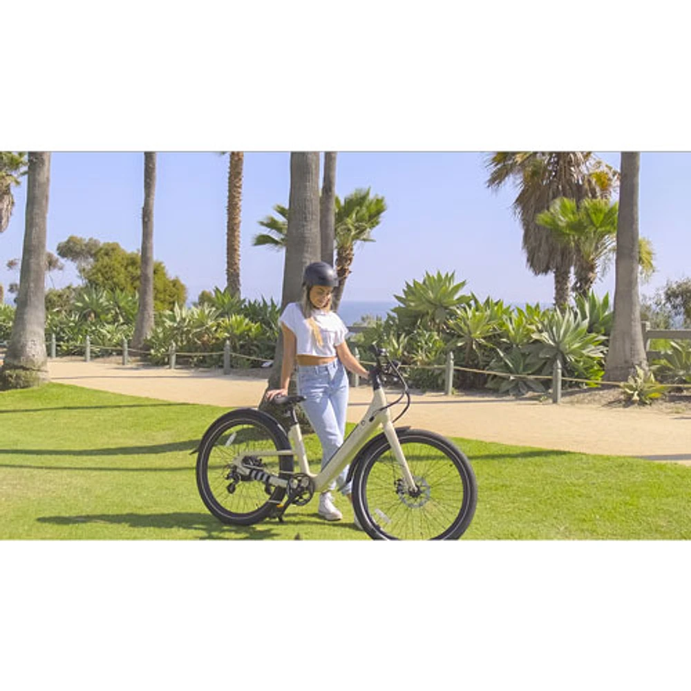 OKAI Stride 500W Step-Through Electric City Bike with up to 64km Battery Life - White