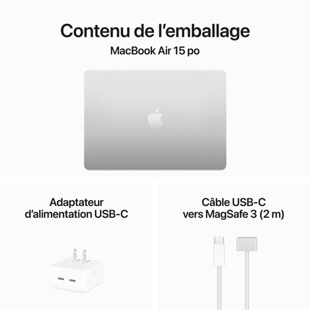 Apple MacBook Air 15" w/ Touch ID (2024) - Silver (Apple M3 Chip / 256GB SSD / 8GB RAM) - English