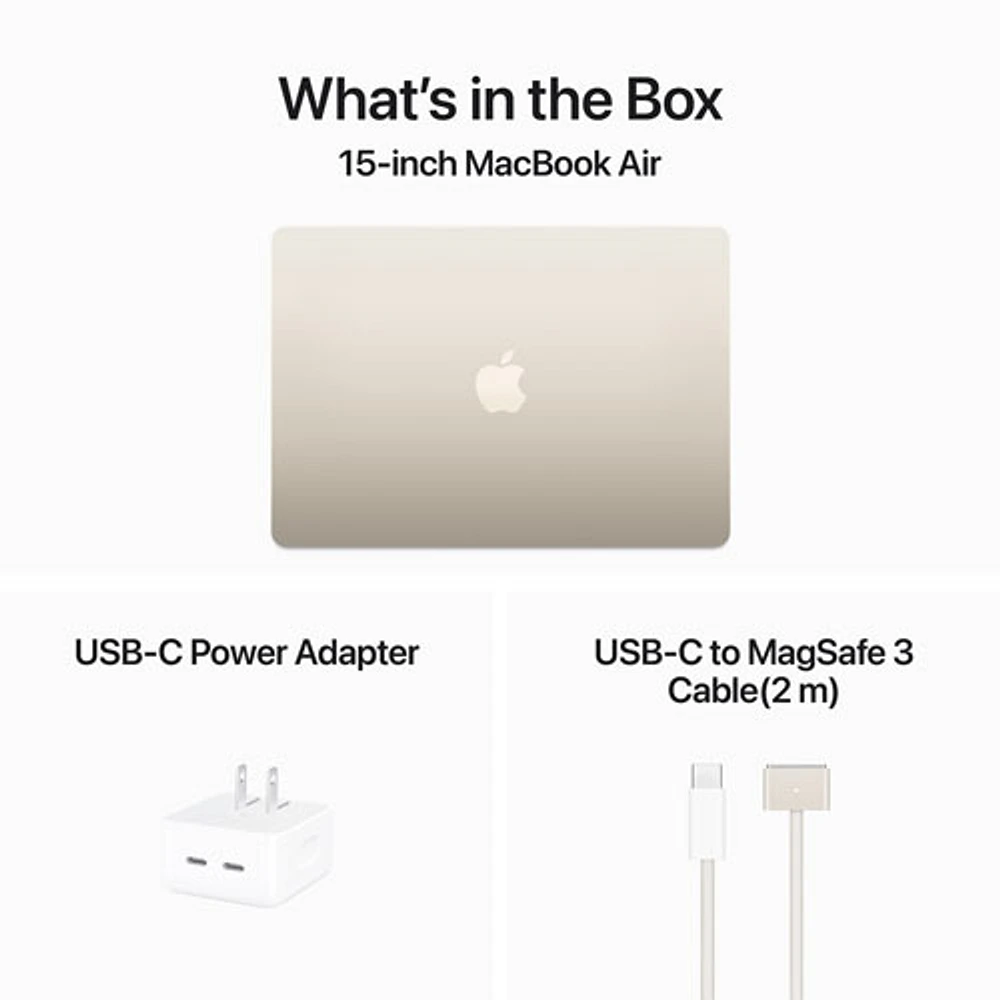 Apple MacBook Air 15" w/ Touch ID (2024) - Starlight (Apple M3 Chip / 256GB SSD / 8GB RAM) - English