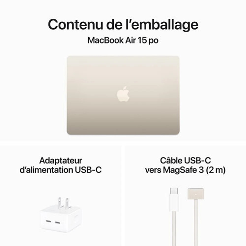 Apple MacBook Air 15" w/ Touch ID (2024) - Starlight (Apple M3 Chip / 256GB SSD / 8GB RAM) - English