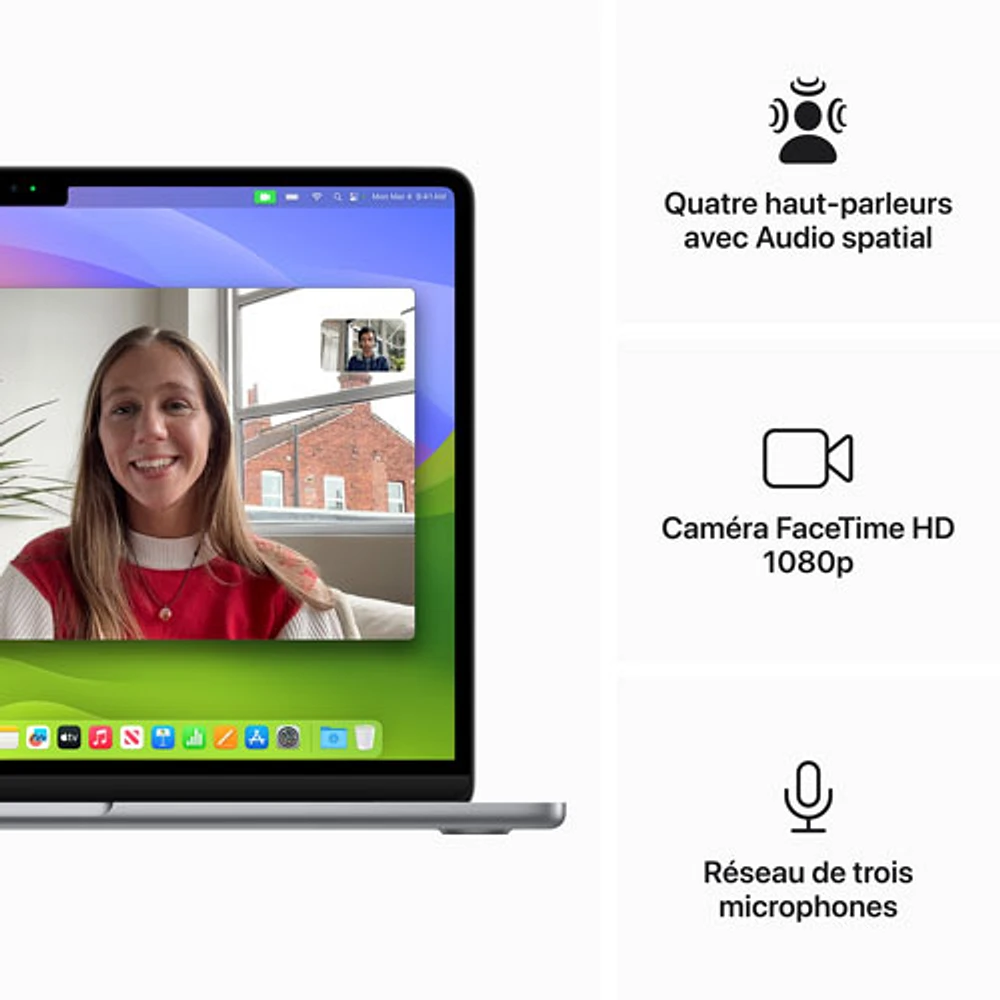 MacBook Air 13 po avec Touch ID d'Apple (2024) - Gris cosmique (puce M3 d'Apple/SSD 512Go/RAM 16 Go) - Anglais