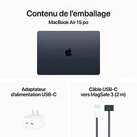 MacBook Air de 15 po avec Touch ID d'Apple (2024) - Minuit (puce M3 d'Apple/SSD 512 Go/RAM 16 Go) - Français