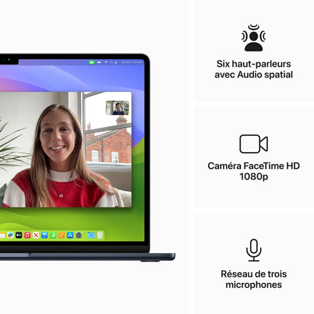 MacBook Air de 15 po avec Touch ID d'Apple (2024) - Minuit (puce M3 d'Apple/SSD 512 Go/RAM 16 Go) - Français