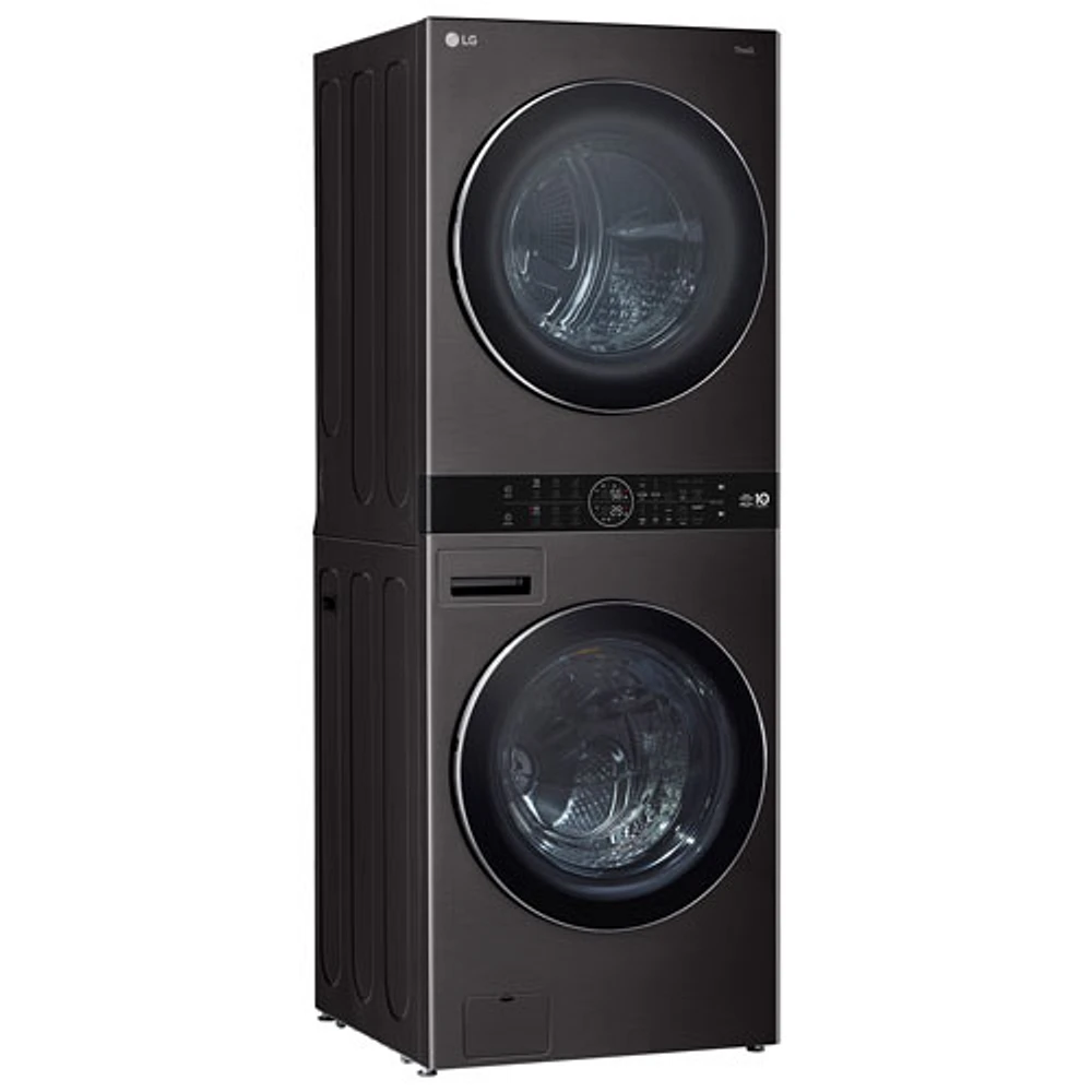 LG WashTower 5 Cu. Ft. Electric Washer & 7.8 Cu. Ft. Heat Pump Dryer Laundry Centre (WKHC252HBA) - Black Steel